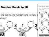 Number Bonds Worksheets or Mixed Number Bonds to 20 On Robots Worksheet Activity Sheet