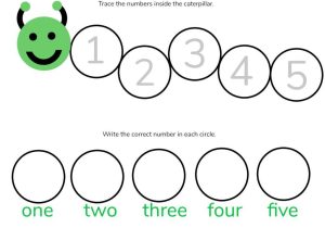 Number Tracing Worksheets 1 100 or Caterpillar Math Free Printable Preschool Worksheets Number