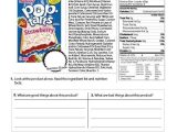 Nutrition Label Worksheet or Fun Nutrition Worksheets for Kids