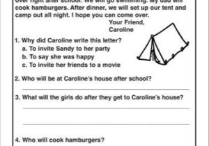 One Big Party Worksheet with Second Grade Reading Work Worksheets for All