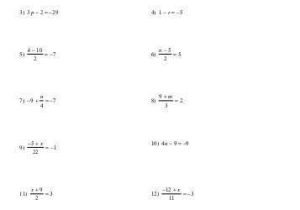 One Step Equations with Fractions Worksheet Along with E Step Equation Worksheets