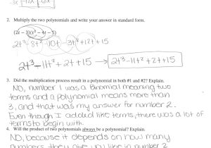 Operations with Polynomials Worksheet Also Product Polynomials Worksheet
