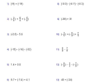 Order Of Operations Worksheet 6th Grade or Adding and Subtracting Rational Numbers Worksheets