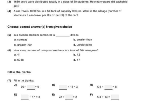 Owning A Car Math Worksheet Version 1 Answers and Class 4 Math Worksheets and Problems Division