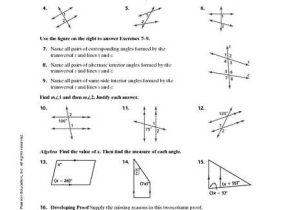 Parallel Lines Cut by A Transversal Worksheet Answer Key or Geometry Parallel Lines and Transversals Worksheet the Best