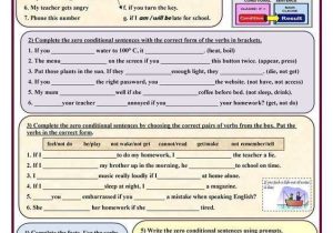 Parallel Structure Practice Worksheet with Zero Conditional Exercises Conditionals Pinterest