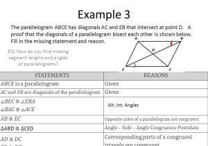Parallelogram Proofs Worksheet with Parallelogram Proofs Worksheet Worksheets for All