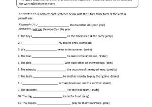 Past Tense Verbs Worksheets Also Pronoun Verb Agreement Elegant Future Tense Verbs Worksheet Part 1