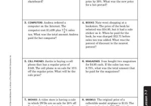 Percent Discount Word Problems Worksheet or Sales Tax Word Problems Worksheet the Best Worksheets Image