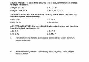 Periodic Trends Practice Worksheet or Periodic Table atomic Radius Worksheet Copy Template Trends E