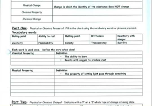 Physical and Chemical Changes Worksheet and Physical Worksheets the Best Worksheets Image Collection