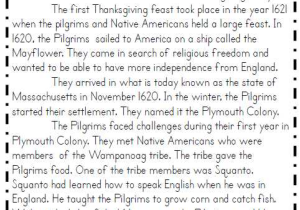 Pilgrims Reading Comprehension Worksheet as Well as Second Grade Thanksgiving Math & Ela Packet Mon Core Aligned