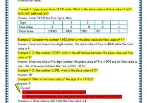Place Value Worksheets Grade 5 Also Grade 3 Maths Worksheets 5 Digit Numbers 2 4 Place Value and Face