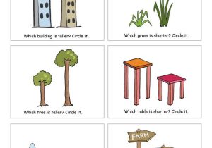 Plant Worksheets for Kindergarten and Free Printable Worksheets On Measuring Sizes Tall and Short