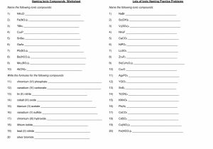 Polyatomic Ions Worksheet and Naming Chemical Pounds Worksheet Choice Image Worksheet Math