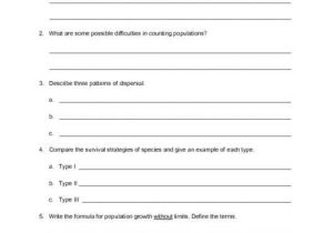 Population Growth Worksheet Answers Along with High School Biology Ecology Worksheets