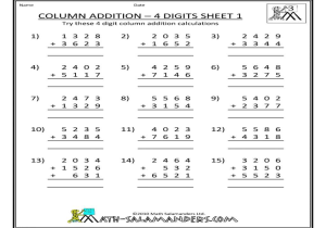 Pre K Number Worksheets with Kindergarten 4 Digit Addition with Regrouping Worksheets Ima