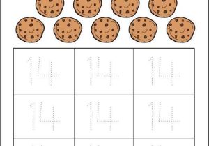 Pre K Reading Worksheets Along with Number 14 Cookies Worksheet for Preschool Children Worksheets