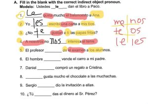 Present Progressive Spanish Worksheet and Direct and Indirect Object Pronouns Spanish Worksheets