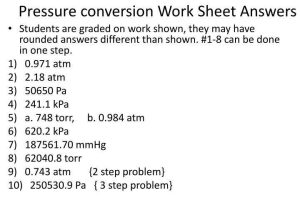 Pressure Conversions Chem Worksheet 13 1 Along with Pressure Conversion Worksheet Kidz Activities