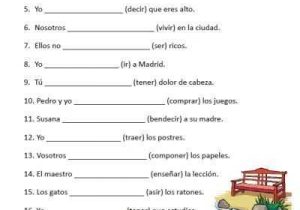 Printable Spanish Worksheets and Free Spanish Verb Conjugation Sentences Worksheets Packet On