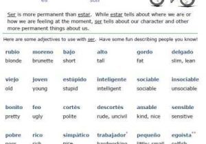 Printable Spanish Worksheets or Ser Estar and Adjectives Worksheets 30 Printable Spanish
