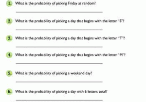 Probability Worksheets Pdf Also Probability Days Of the Week