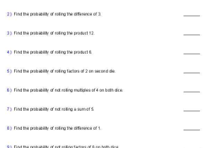 Probability Worksheets Pdf and Probability Worksheets with A Pair Of Dice