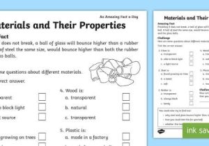 Properties Of Water Worksheet with Properties Of Materials Primary Resources Materials