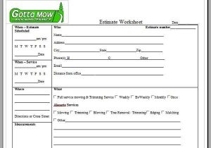 Proposal Worksheet Template or Lawn Care Proposal Template Pccc