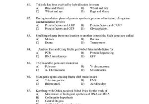 Protein Synthesis Worksheet Key with Set Botany Previous Question Papers with Answer Key Kerala 2010 2…