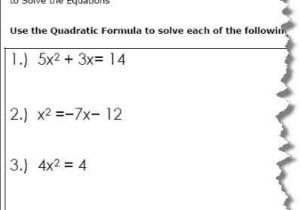 Quadratic formula Worksheet with Answers Pdf together with Use the Quadratic formula to solve the Equations Quadratic formula