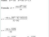 Quadratic formula Worksheet with Answers Pdf with Quadratic Equation Word Problems Worksheet