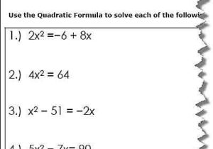 Quadratic formula Worksheet with Answers Pdf with Use the Quadratic formula to solve the Equations Quadratic formula