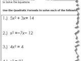 Quadratic formula Worksheet with Answers with Use the Quadratic formula to solve the Equations Quadratic formula