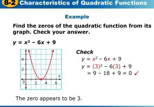 Quadratic Functions Worksheet Answers and 82 Characteristics Of Quadratic Functions Warm Up Lesson Pr