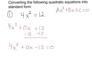 Quadratic Transformations Worksheet with Converting Quadratic Equations Into Standard form