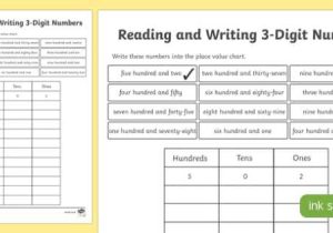 Reading and Writing Worksheets as Well as Place Value Reading and Writing 3 Digit Numbers Worksheet