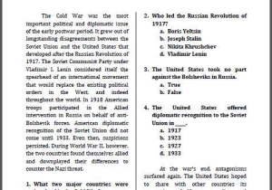 Reading Comprehension High School Worksheets Pdf together with Cold War Aims