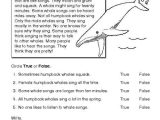 Reading Comprehension Worksheets 5th Grade Multiple Choice as Well as Reading Prehension Worksheet Nonfiction Whales