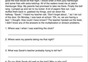 Reading Comprehension Worksheets High School as Well as Short Story with Prehension Questions 3rd Grade Reading Skills