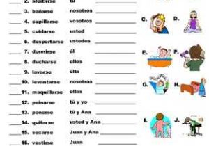 Reflexive Verbs Spanish Worksheet with Rutina Estudiantes En La Clase Pinterest