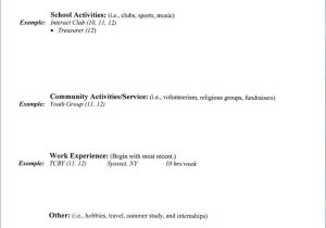 Resume Worksheet for Middle School Students Also College Application Resume Template