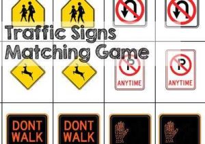 Safety Signs Worksheets with Traffic Signs Matching Game Printable