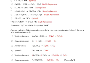 Science Mass Worksheets and Printables Types Chemical Reactions Worksheet Answers Of Chemical