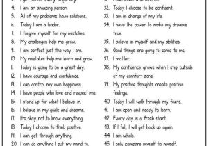 Self Love Worksheet as Well as 101 Free Printable List Of Positive Thinking Affirmations for Kids