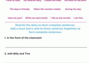 Sentence and Fragment Worksheet as Well as 4th Grade Sentence Fragments Worksheets Google Search