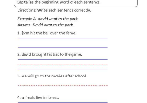 Sentence and Fragment Worksheet as Well as Capitalizing Simple Sentences Worksheet Language Arts