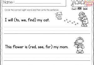 Sentence Building Worksheets for Kindergarten Along with Word Worksheet Kindergarten Save Sight Word Sentence Writing Pre