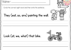 Sentence Building Worksheets for Kindergarten or Sight Word Sentence Writing Primer
